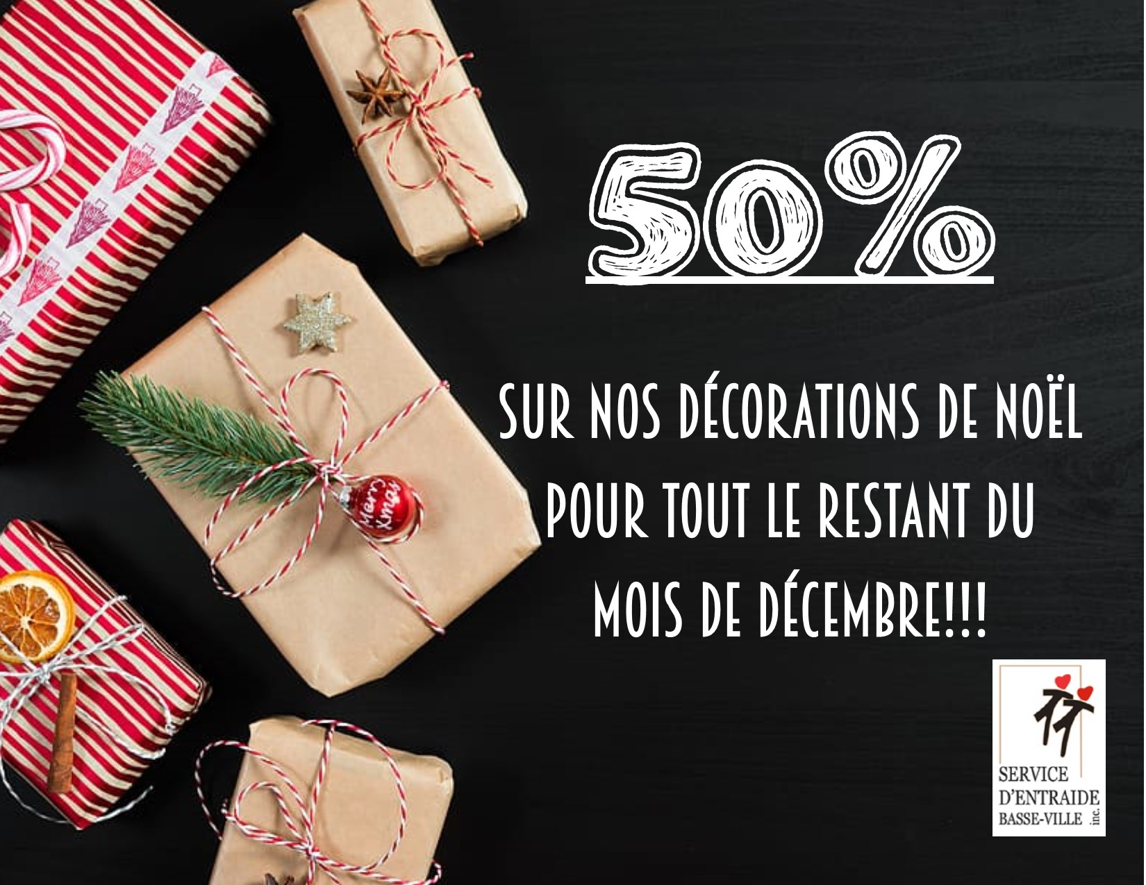50% sur les décorations de Noël | Service d’entraide Basse-Ville
